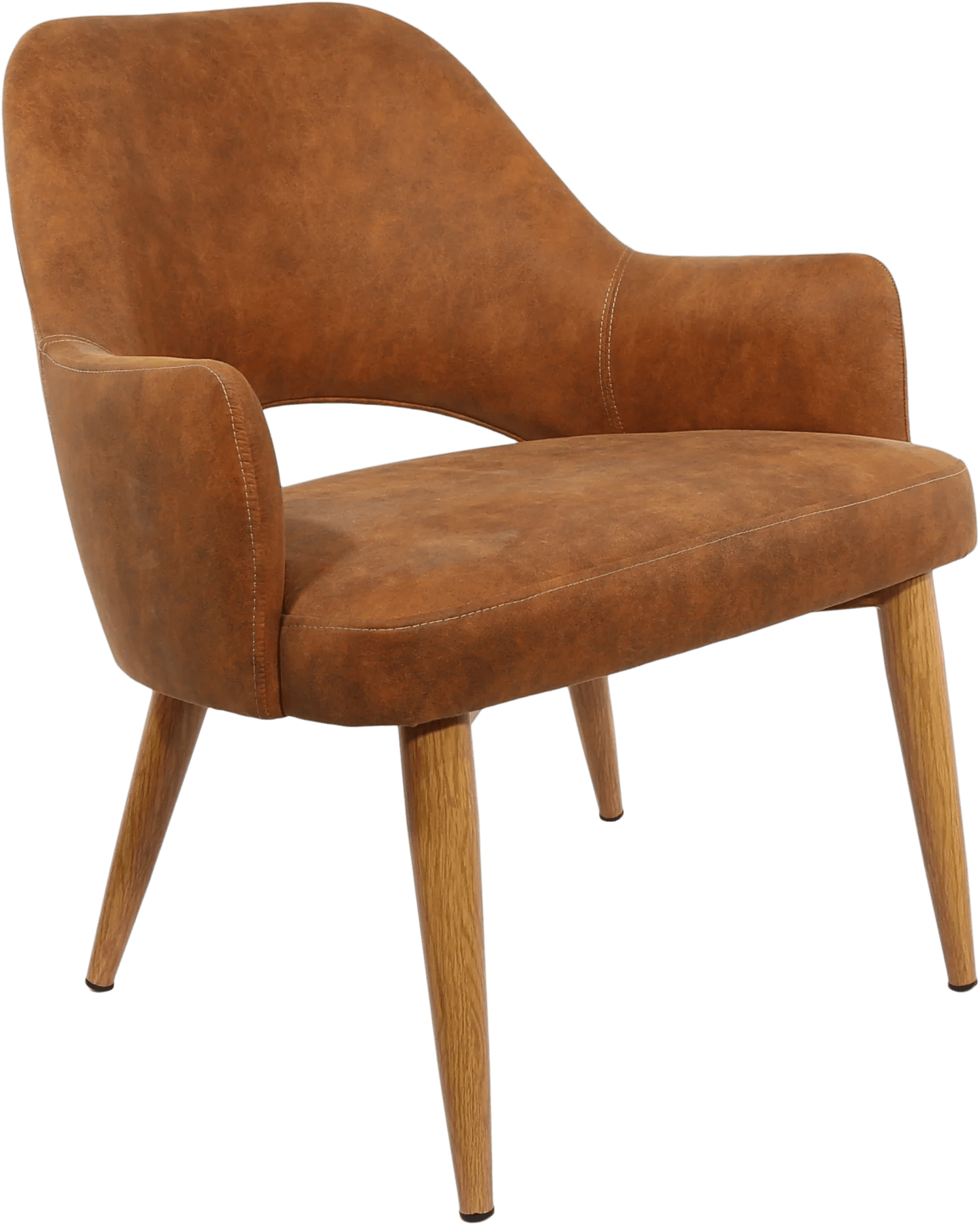 Durafurn BonBon Armchair Metal Timber Image Natural Oak Tan Fabric Shell | Office Furniture Designs