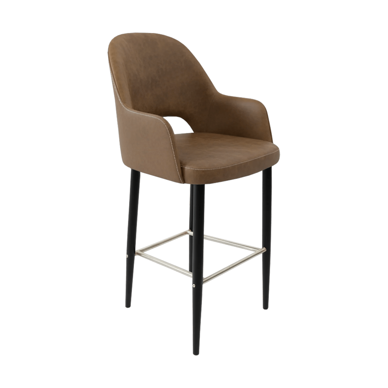 Durafurn Bourbon 750mm Barstool Black Round Legs Mocha Fabric | Office Furniture Designs