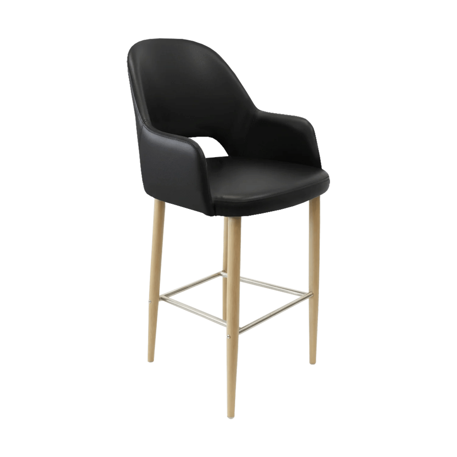 Durafurn Bourbon 750mm Barstool Oak Round Legs Black Vinyl | Office Furniture Designs