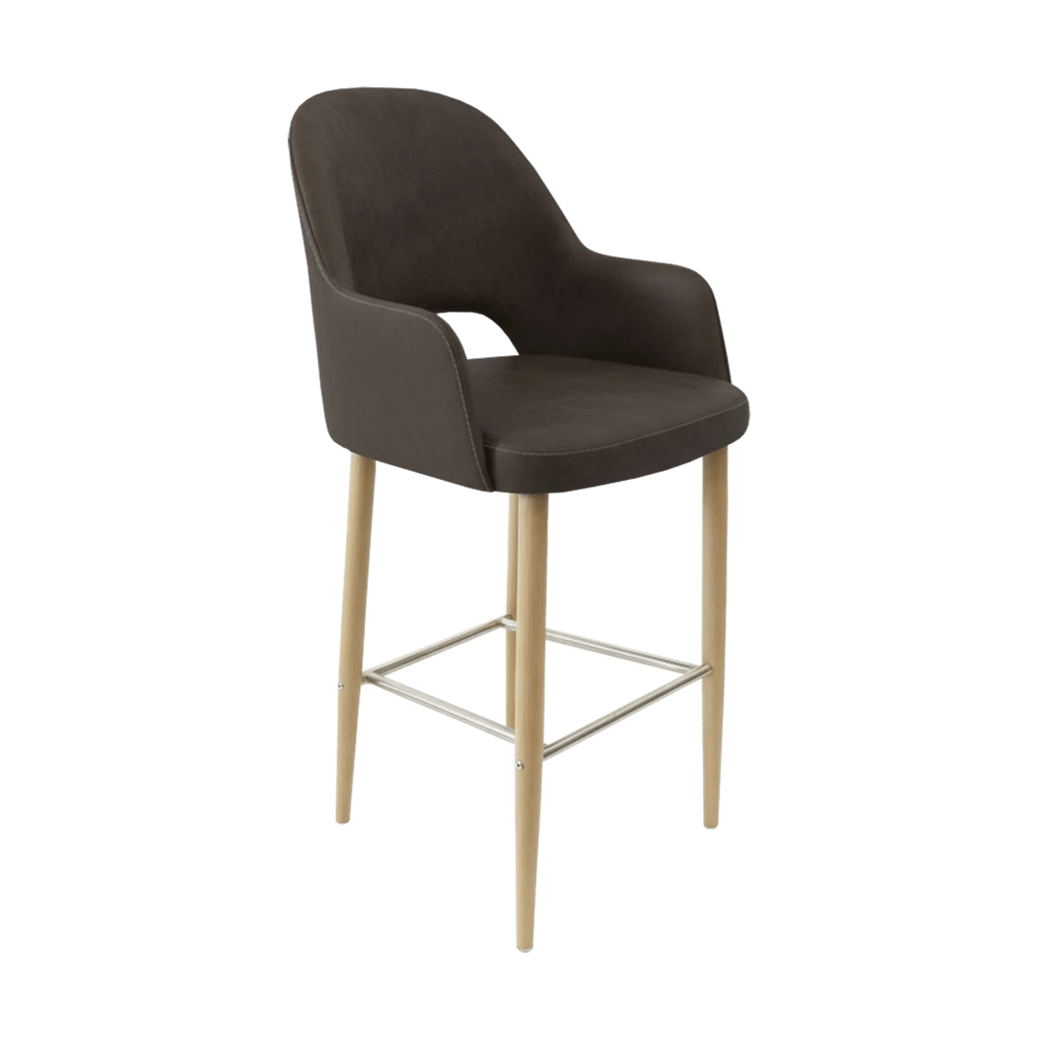 Durafurn Bourbon 750mm Barstool Oak Round Legs Charcoal Fabric | Office Furniture Designs