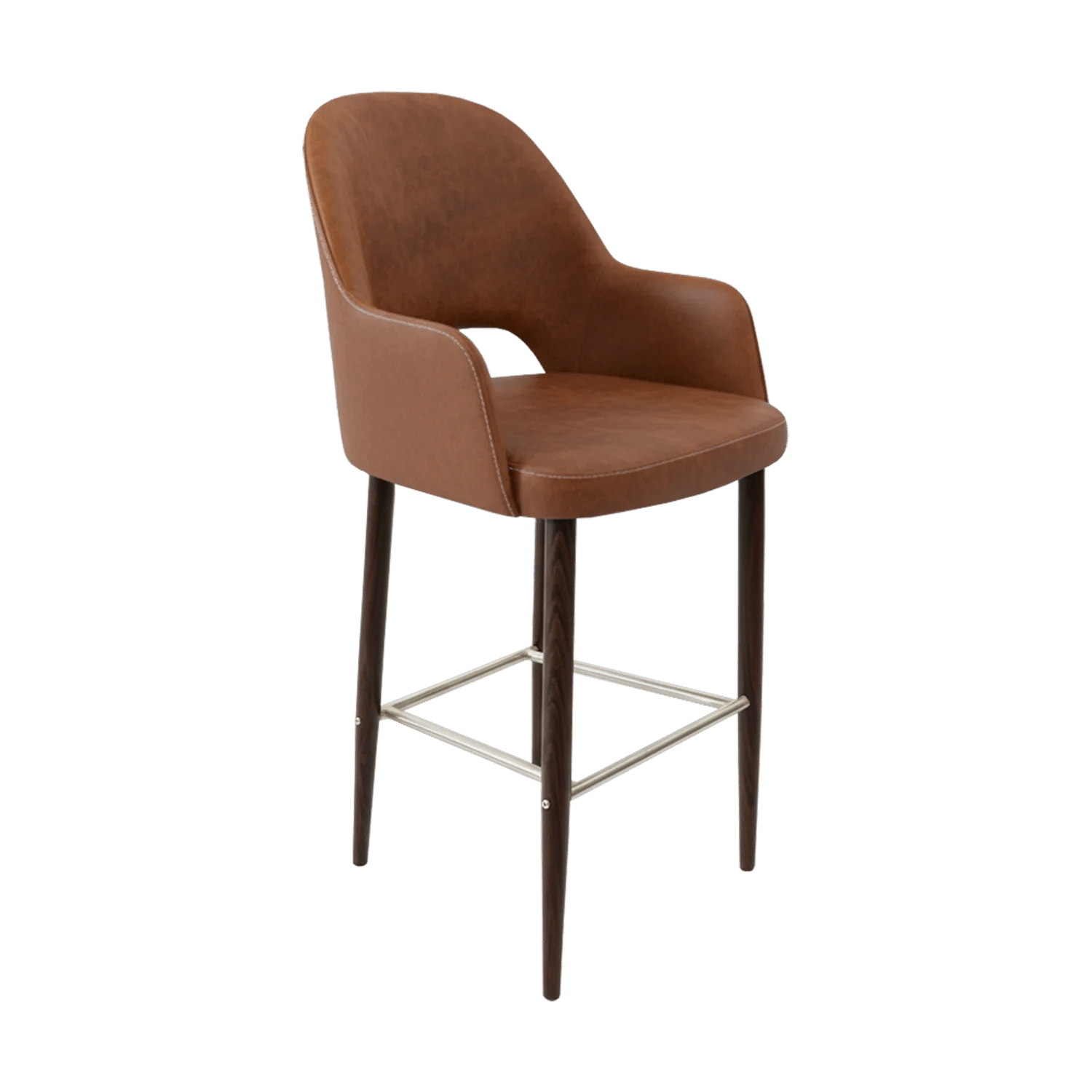 Durafurn Bourbon 750mm Barstool Wenge Round Legs Tan Fabric | Office Furniture Designs