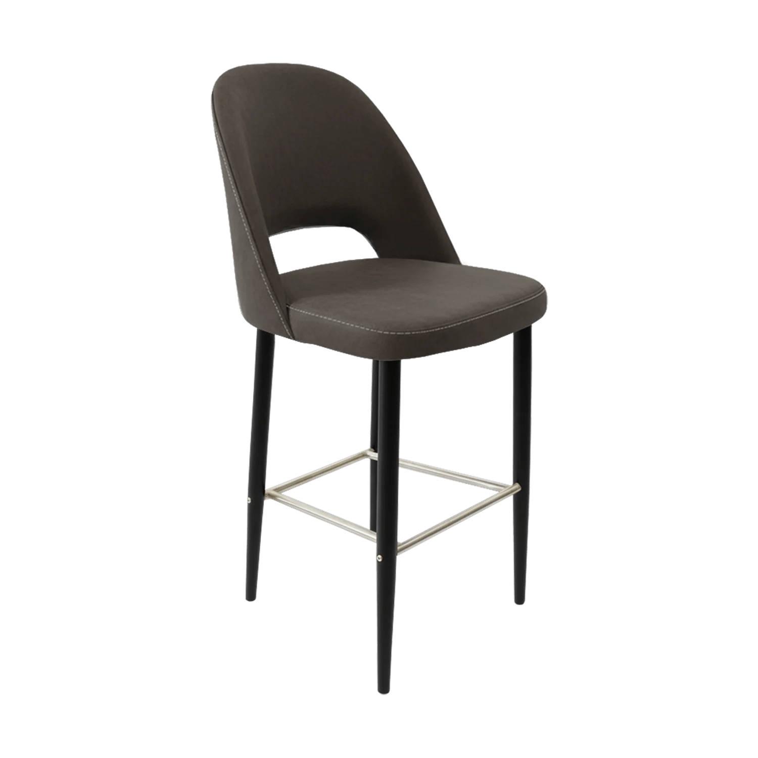 Durafurn New Orleans Crescent 750mm Barstool Black Round Legs Charcoal Fabric | Office Furniture Designs