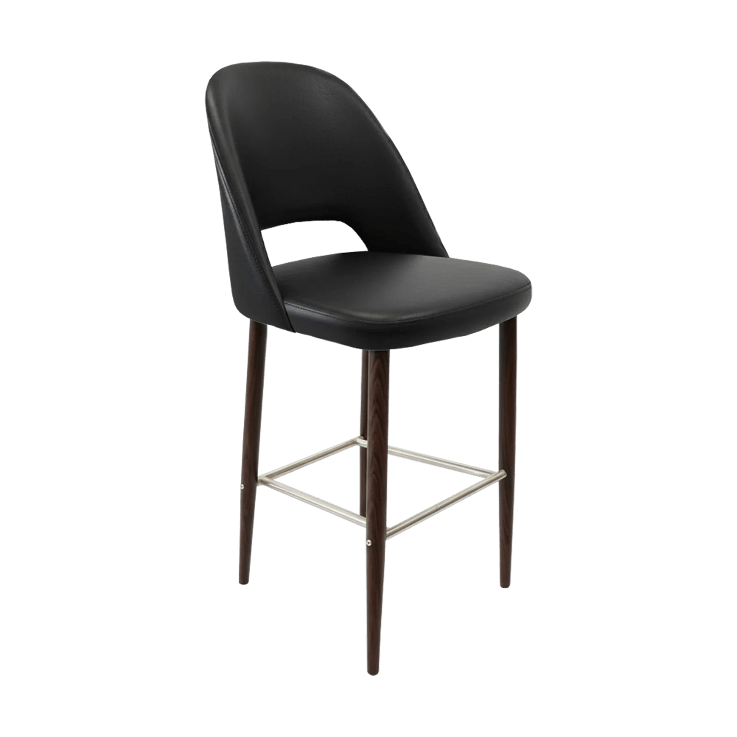 Durafurn New Orleans Crescent 750mm Barstool Wenge Round Legs Black Vinyl | Office Furniture Designs