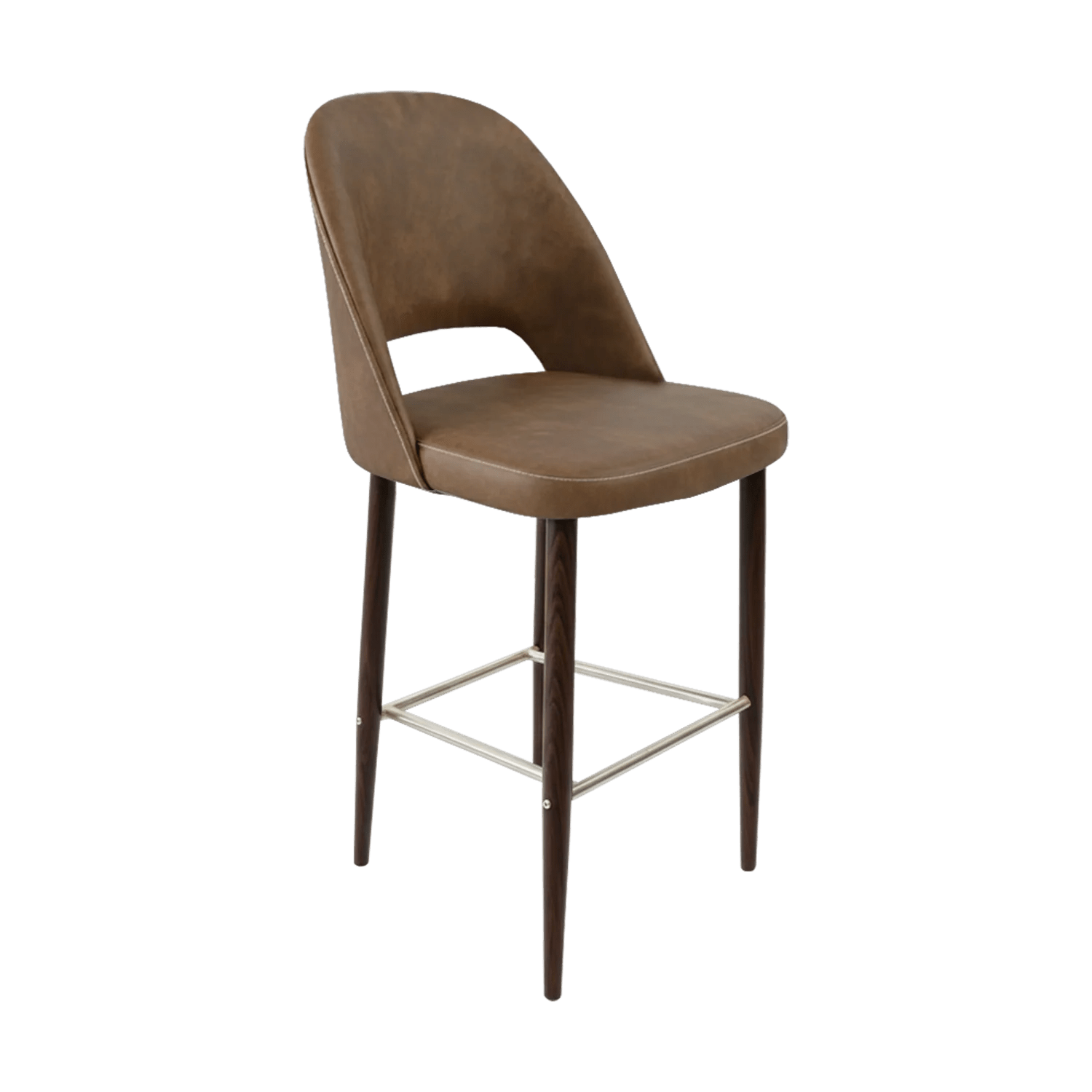 Durafurn New Orleans Crescent 750mm Barstool Wenge Round Legs Mocha Fabric | Office Furniture Designs