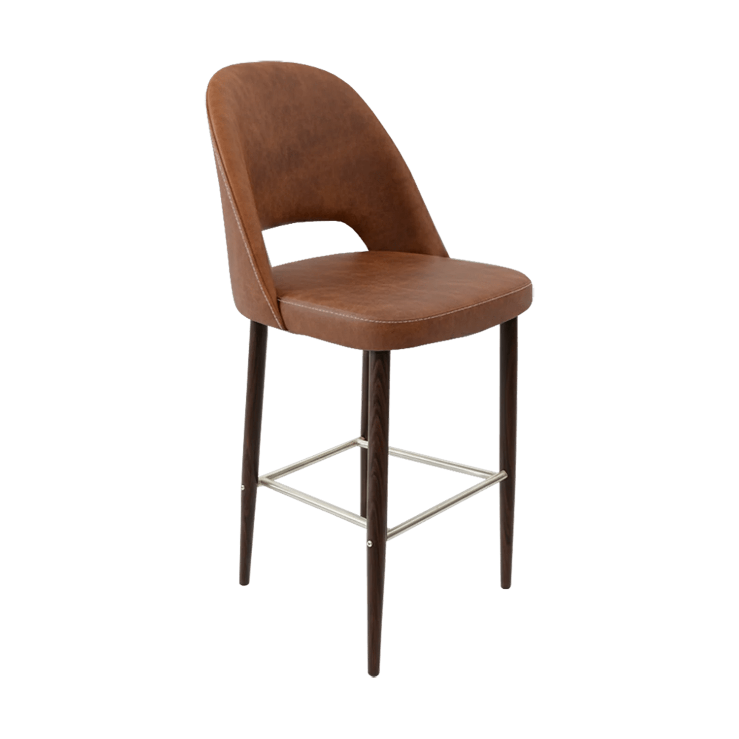 Durafurn New Orleans Crescent 750mm Barstool Wenge Round Legs Tan Fabric | Office Furniture Designs