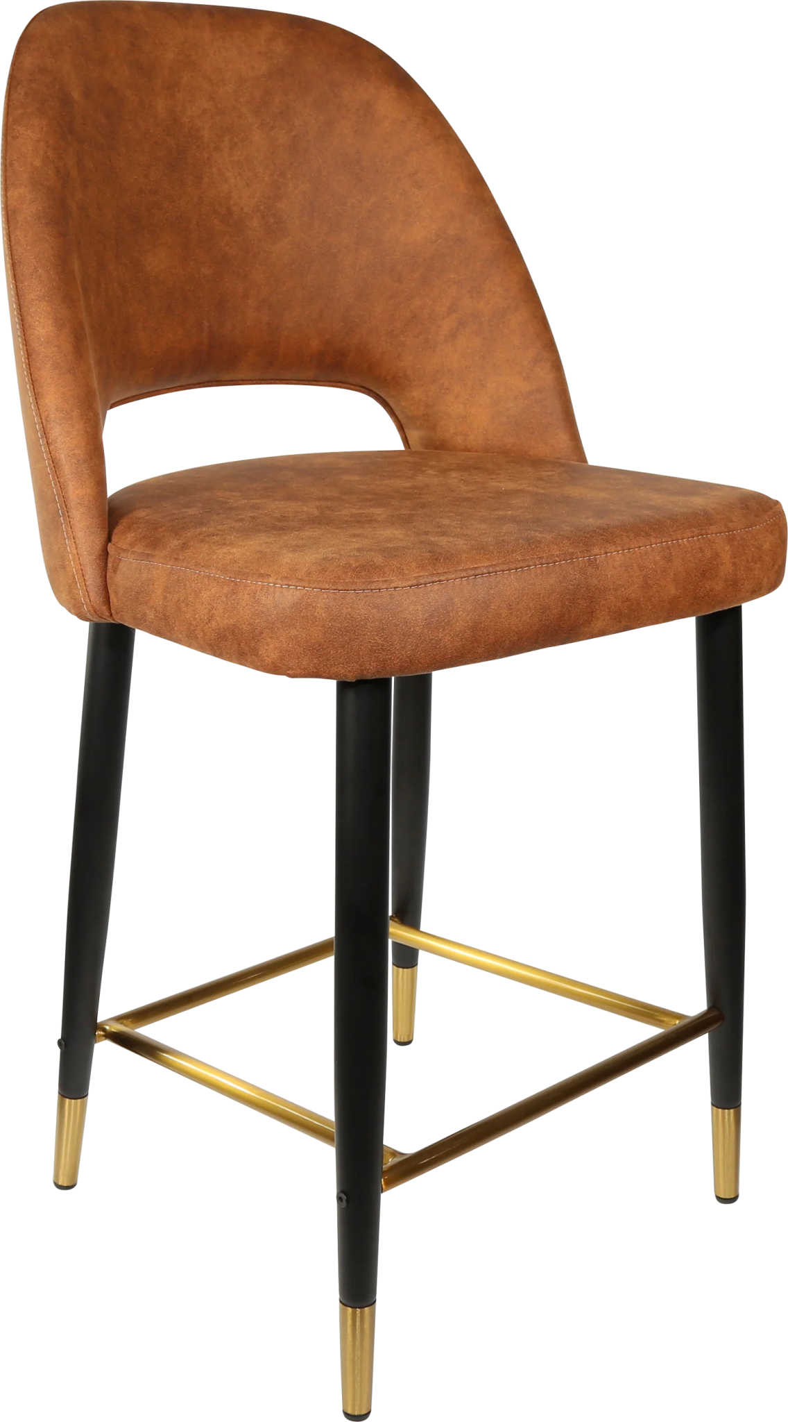 Durafurn Semifreddo Counter Stool - Black Metal 650h Legs Tan Fabric | Office Furniture Designs