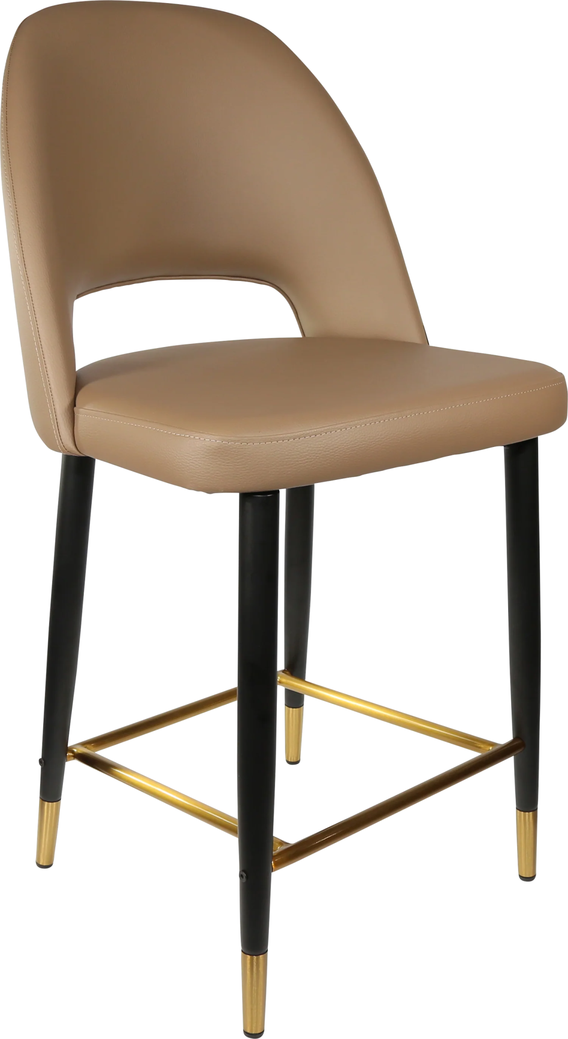 Durafurn Semifreddo Counter Stool - Black Metal 650h Legs Taupe Vinyl | Office Furniture Designs