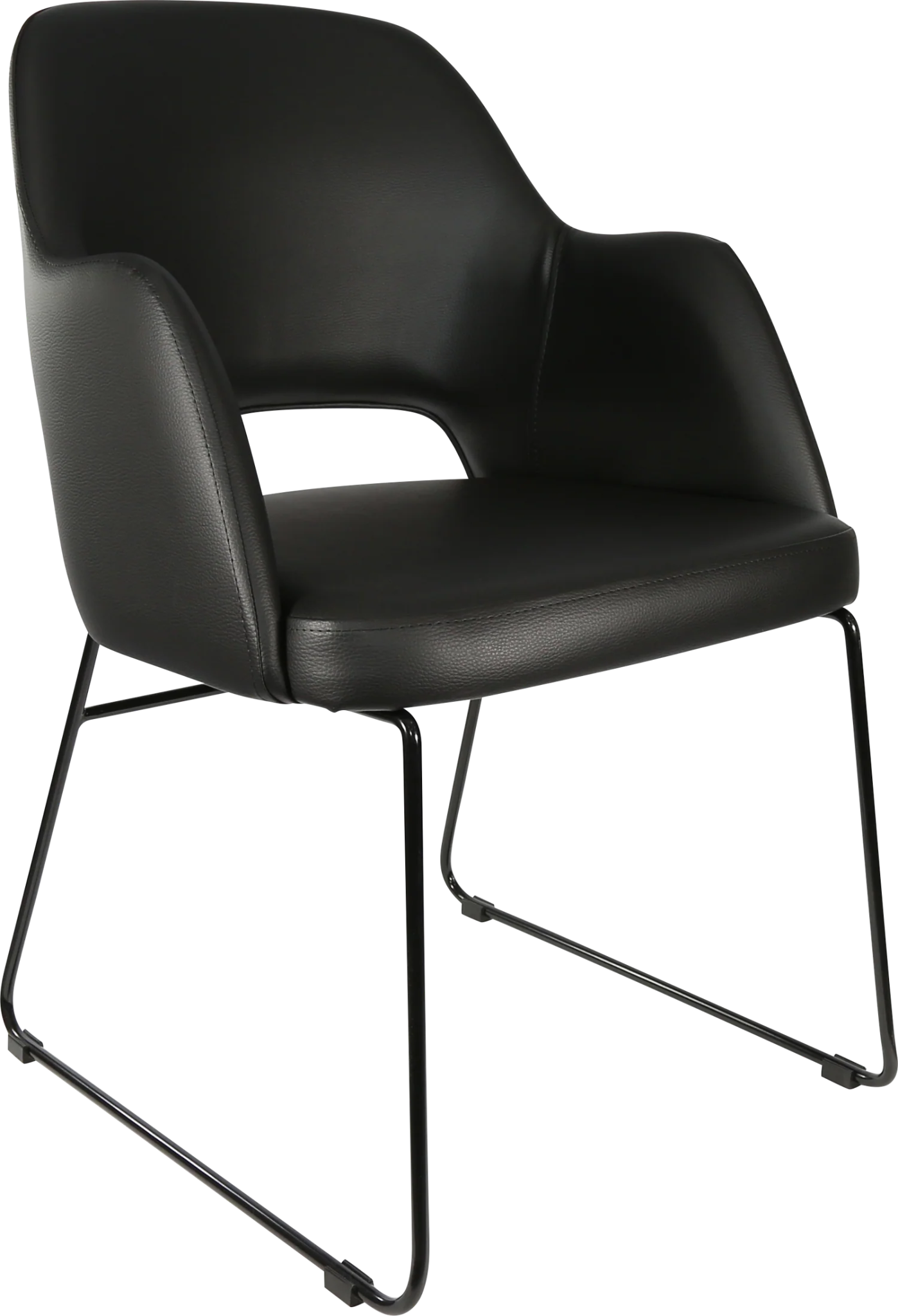 Durafurn Sorbet Chair - Black Sled Base Black Vinyl | Office Furniture Designs