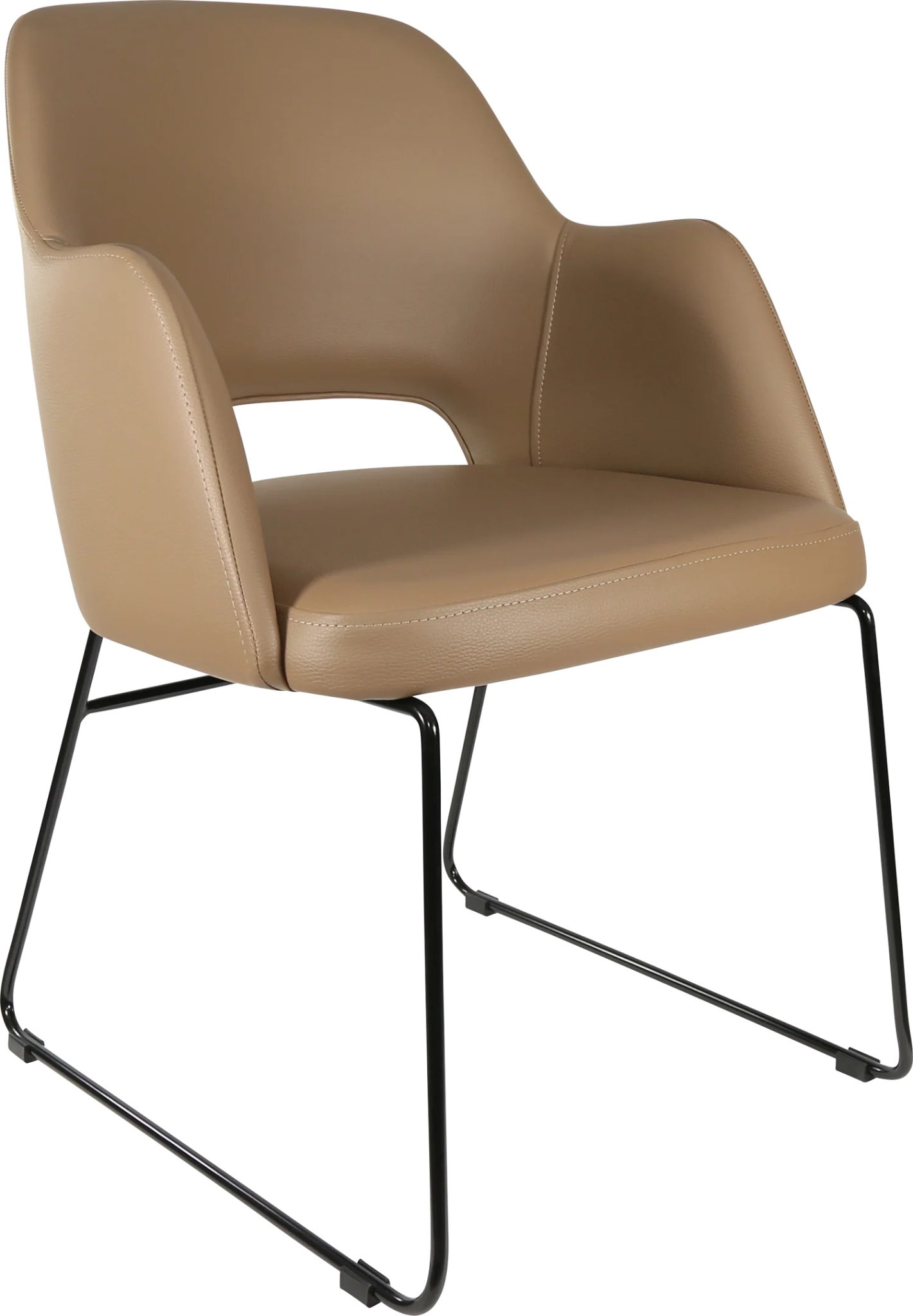 Durafurn Sorbet Chair - Black Sled Base Taupe Vinyl | Office Furniture Designs