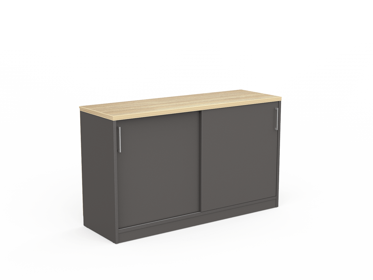 EkoSystem Credenza 720x1200x400mm Oak & Charcoal | Office Furniture Designs