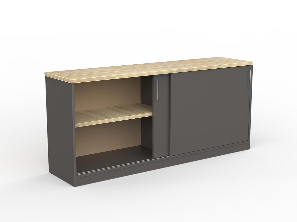 EkoSystem Credenza 720x1600x400mm Oak & Charcoal | Office Furniture Designs