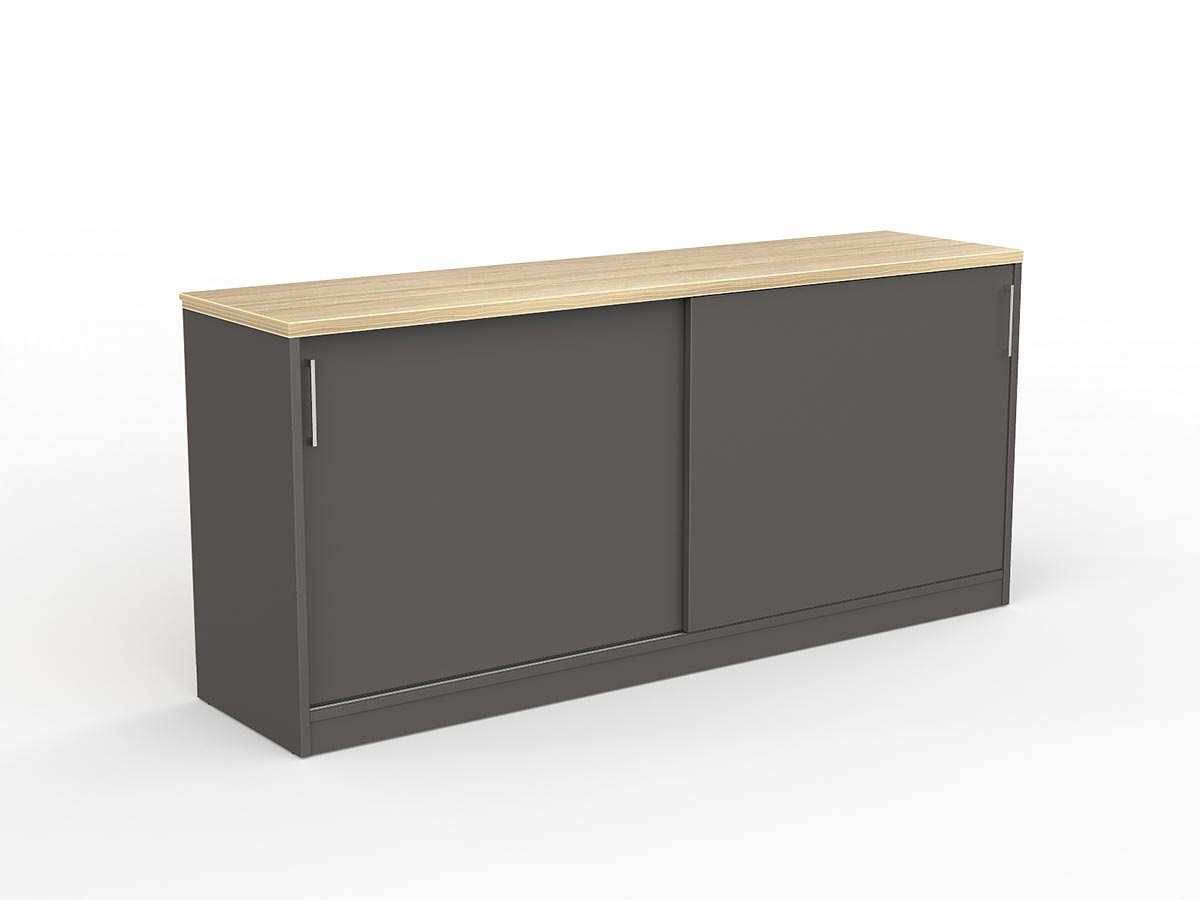EkoSystem Credenza 720x1600x400mm Oak & Charcoal | Office Furniture Designs