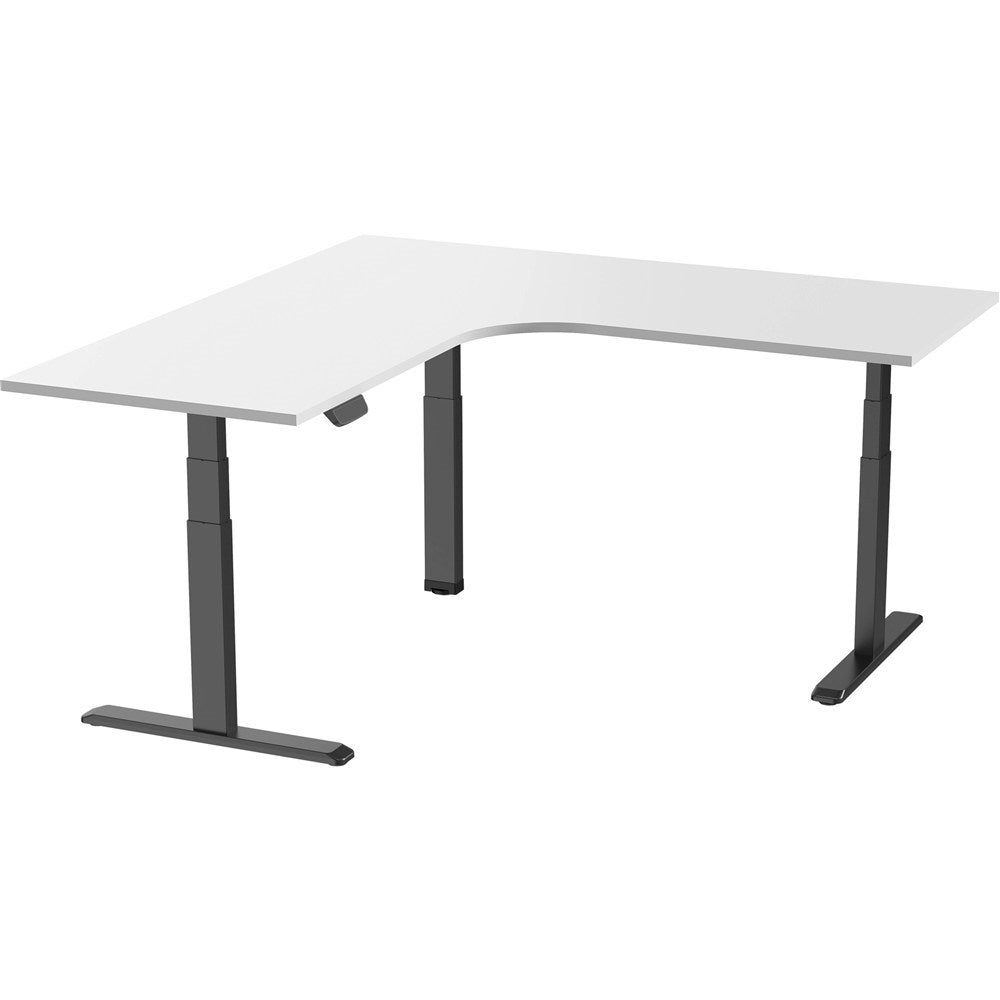 Ergovida Corner Electric SitStand Desk 1800W x 750D x 620 - 1280H Complete Unit Black & White | Office Furniture Designs