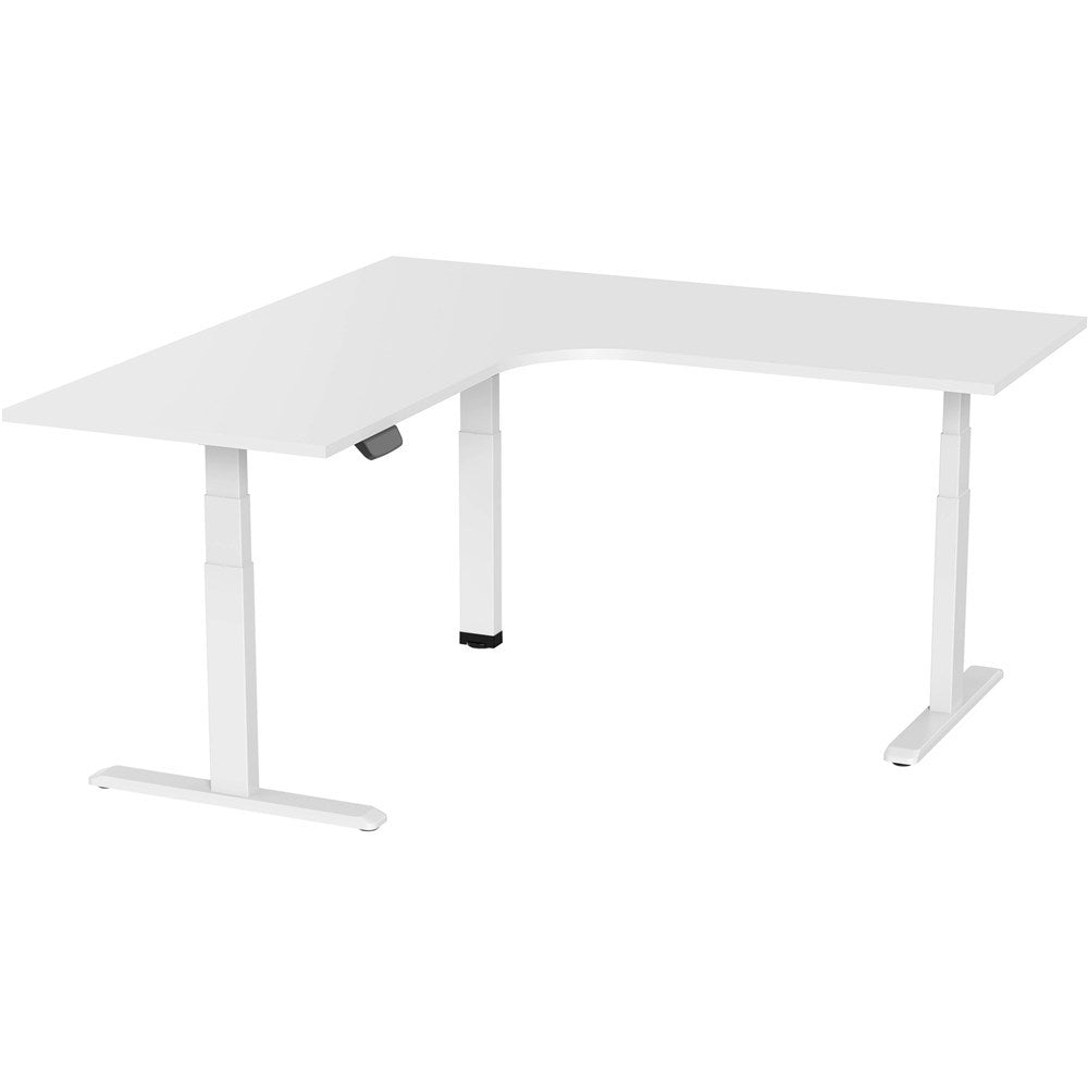 Ergovida Corner Electric SitStand Desk 1800W x 750D x 620 - 1280H Complete Unit White & White | Office Furniture Designs