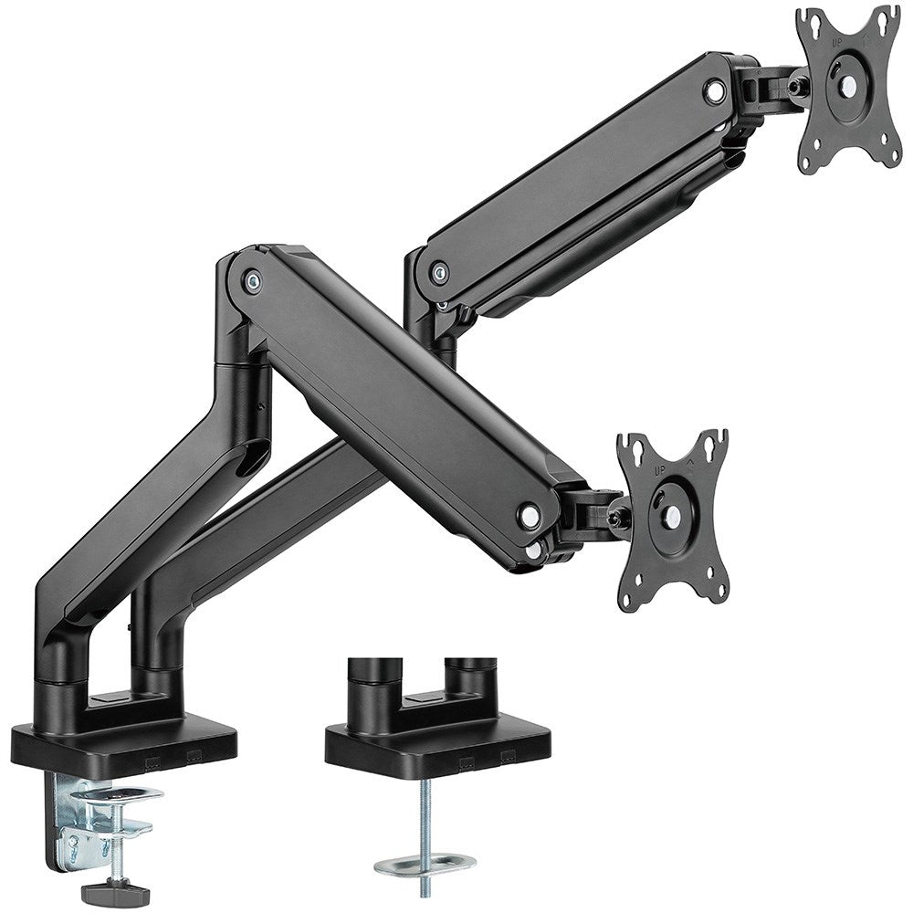 Ergovida Heavy Duty Spring Assisted Aluminium Monitor Arm Black Dual Black | Office Furniture Designs