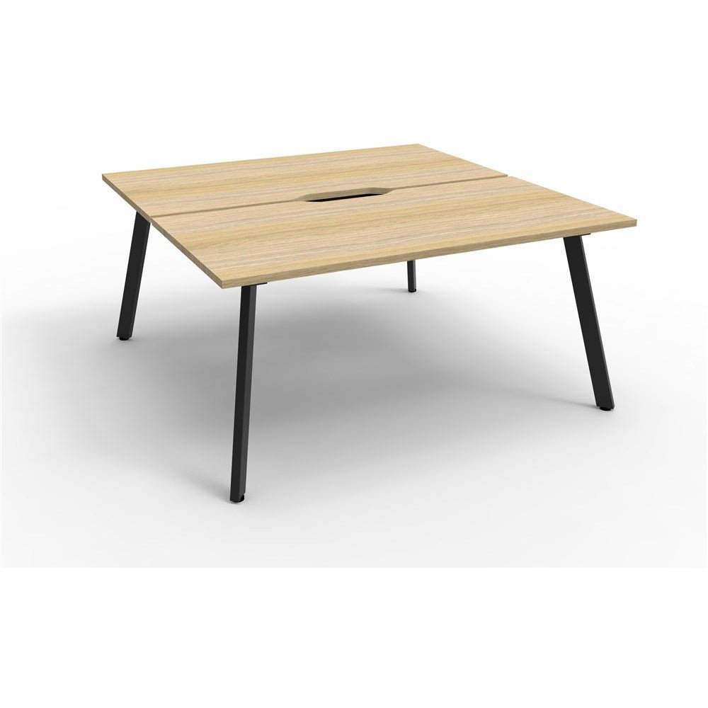 Eternity Workstation Double Sided 2 Person Workstation Black & Oak 1200W x 1530D x 730H | Office Furniture Designs