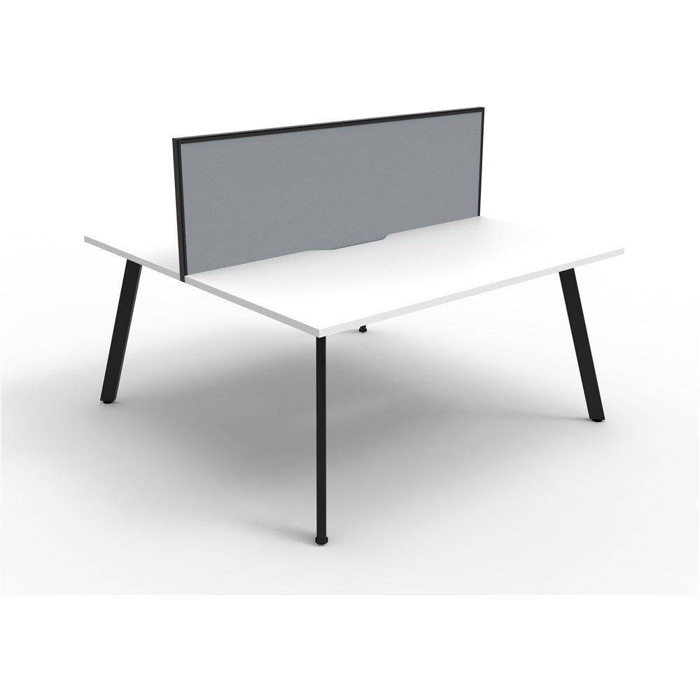 Eternity Workstation Double Sided 2 Person Workstation + Screen Black & White 1200W x 1530D x 730H | Office Furniture Designs