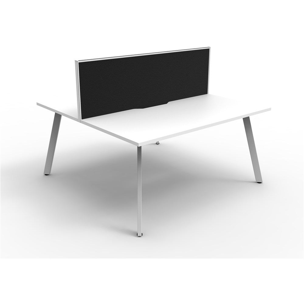 Eternity Workstation Double Sided 2 Person Workstation + Screen White & White 1200W x 1530D x 730H | Office Furniture Designs