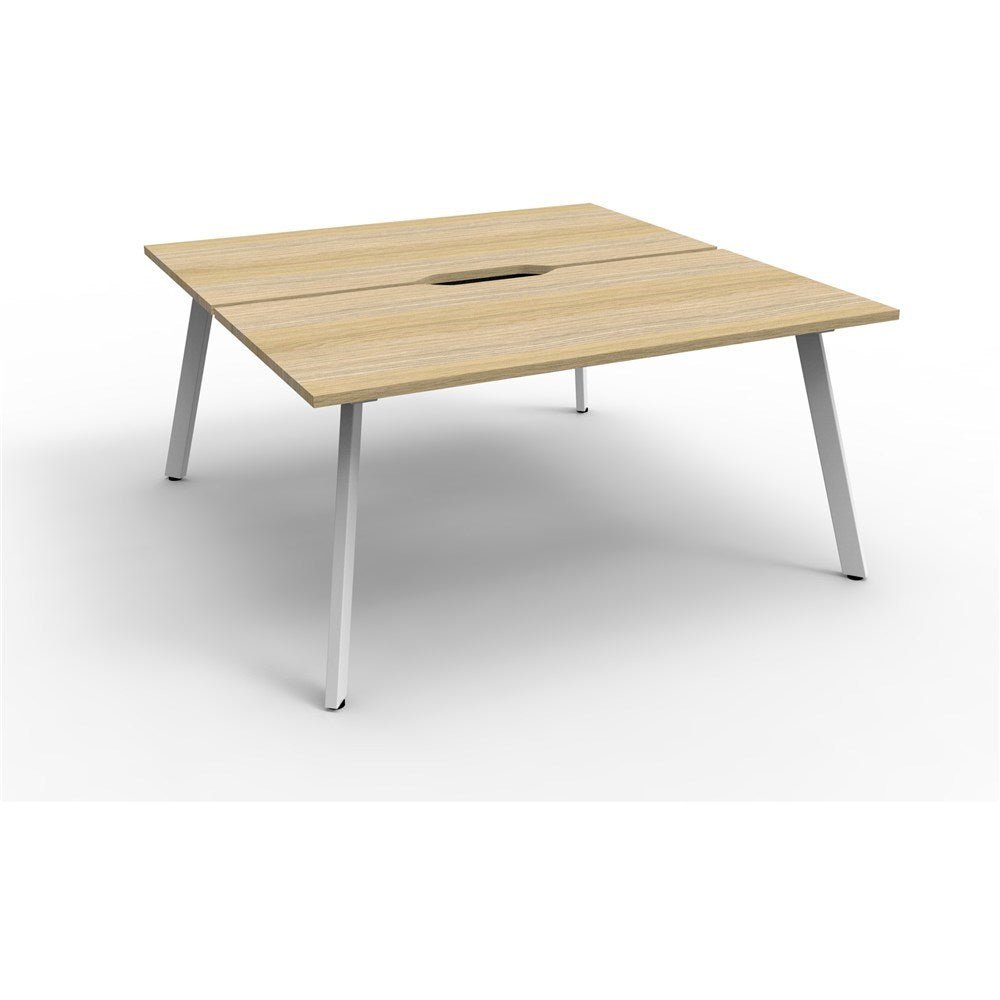Eternity Workstation Double Sided 2 Person Workstation White & Oak 1500W x 1530D x 730H | Office Furniture Designs