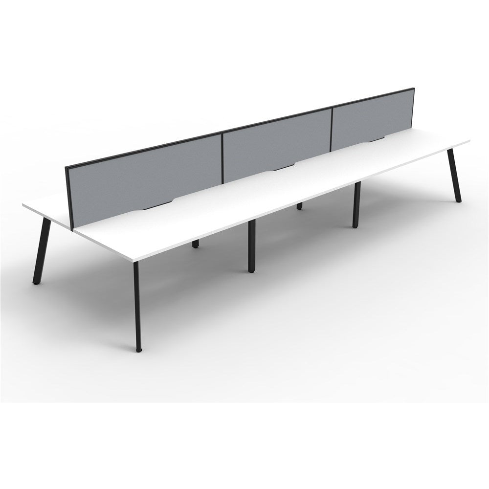 Eternity Workstation Double Sided 6 Person Workstation + Screen Black & White 4500W x 1530D x 730H | Office Furniture Designs