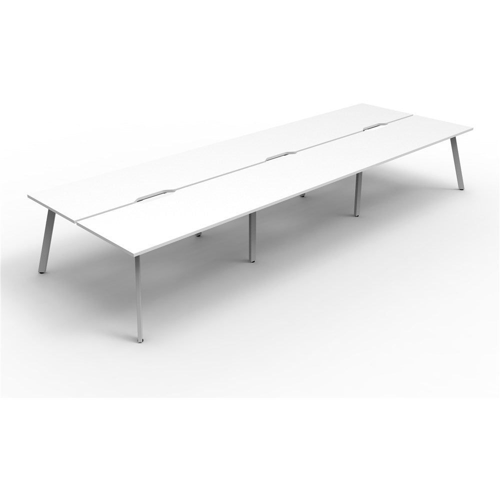Eternity Workstation Double Sided 6 Person Workstation White & White 5400W x 1530D x 730H | Office Furniture Designs
