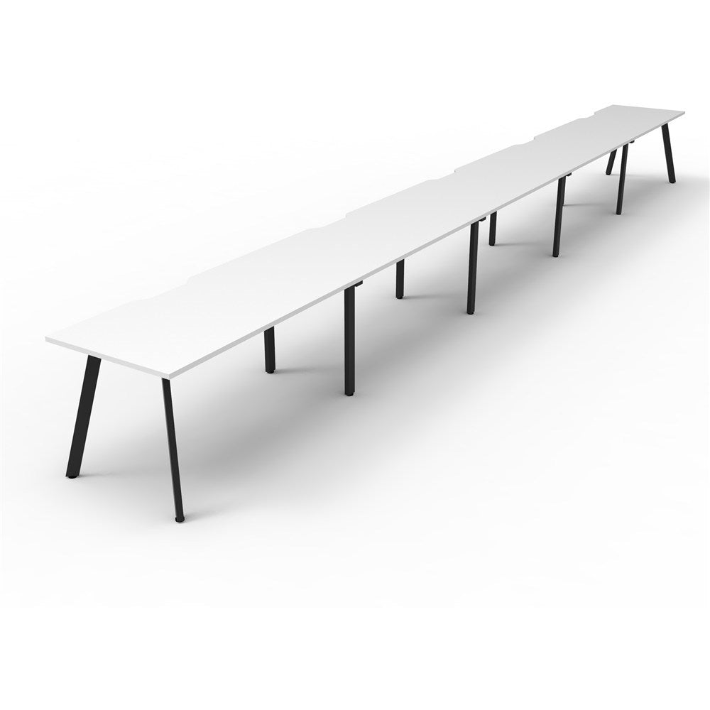 Eternity Workstation Single Sided 5 Person Workstation Black & White 6000W x 750D x 730H | Office Furniture Designs
