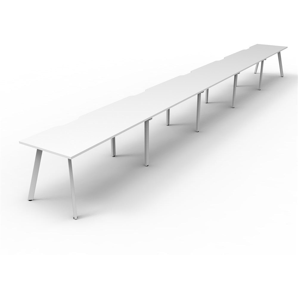 Eternity Workstation Single Sided 5 Person Workstation White & White 7500W x 750D x 730H | Office Furniture Designs
