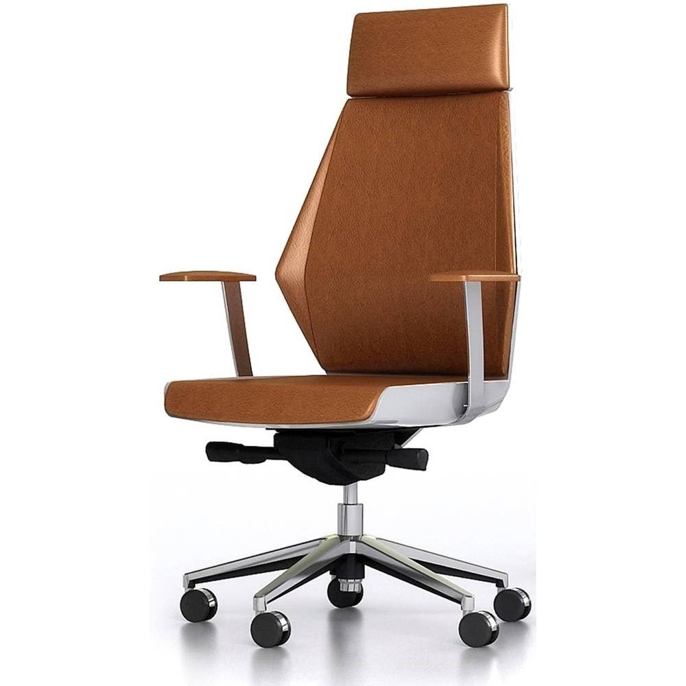 Evolution Executor IV Chair Tan Leather And White PVC Tan & White | Office Furniture Designs