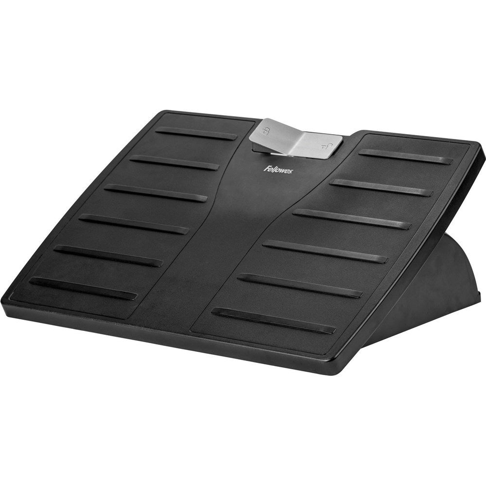 Fellowes G25 Microban Adjustable Footrest Black/Silver | Office Furniture Designs
