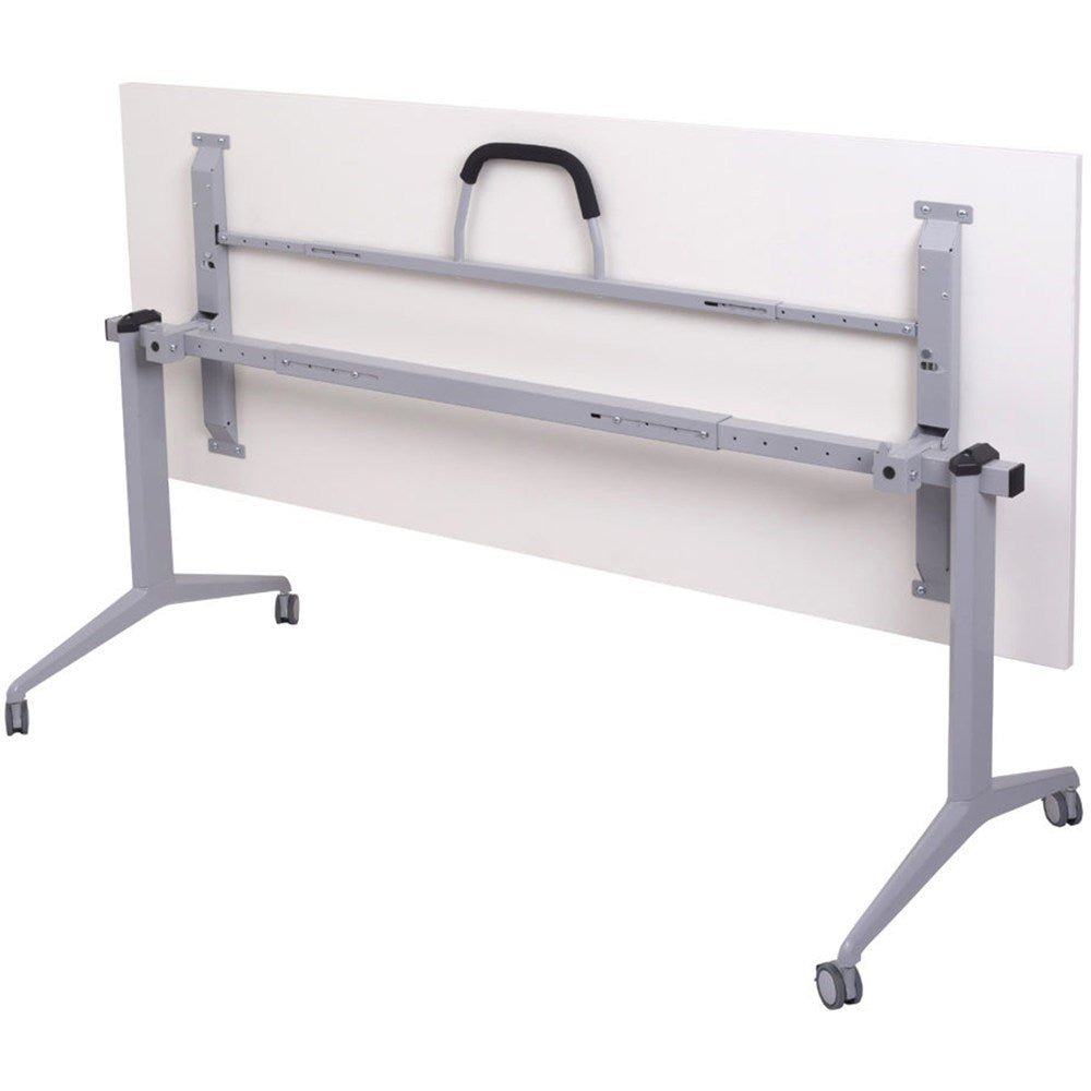 Flip Top Table 1800W x 750D x 730mmH White Top Silver Frame 1800W x 750D x 730H Silver & White | Office Furniture Designs