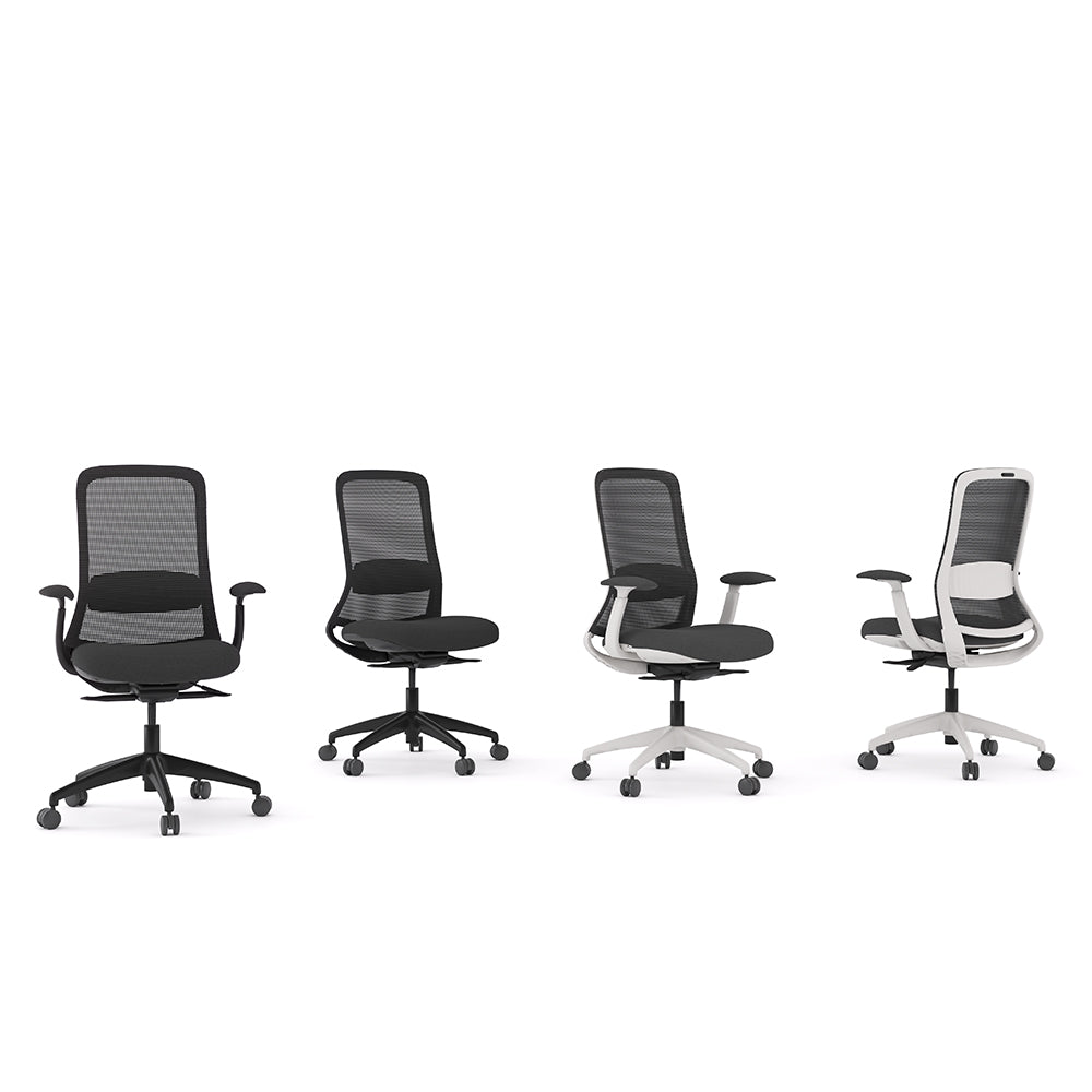 Flow Task Chair Chair + Arms White | Office Furniture Designs