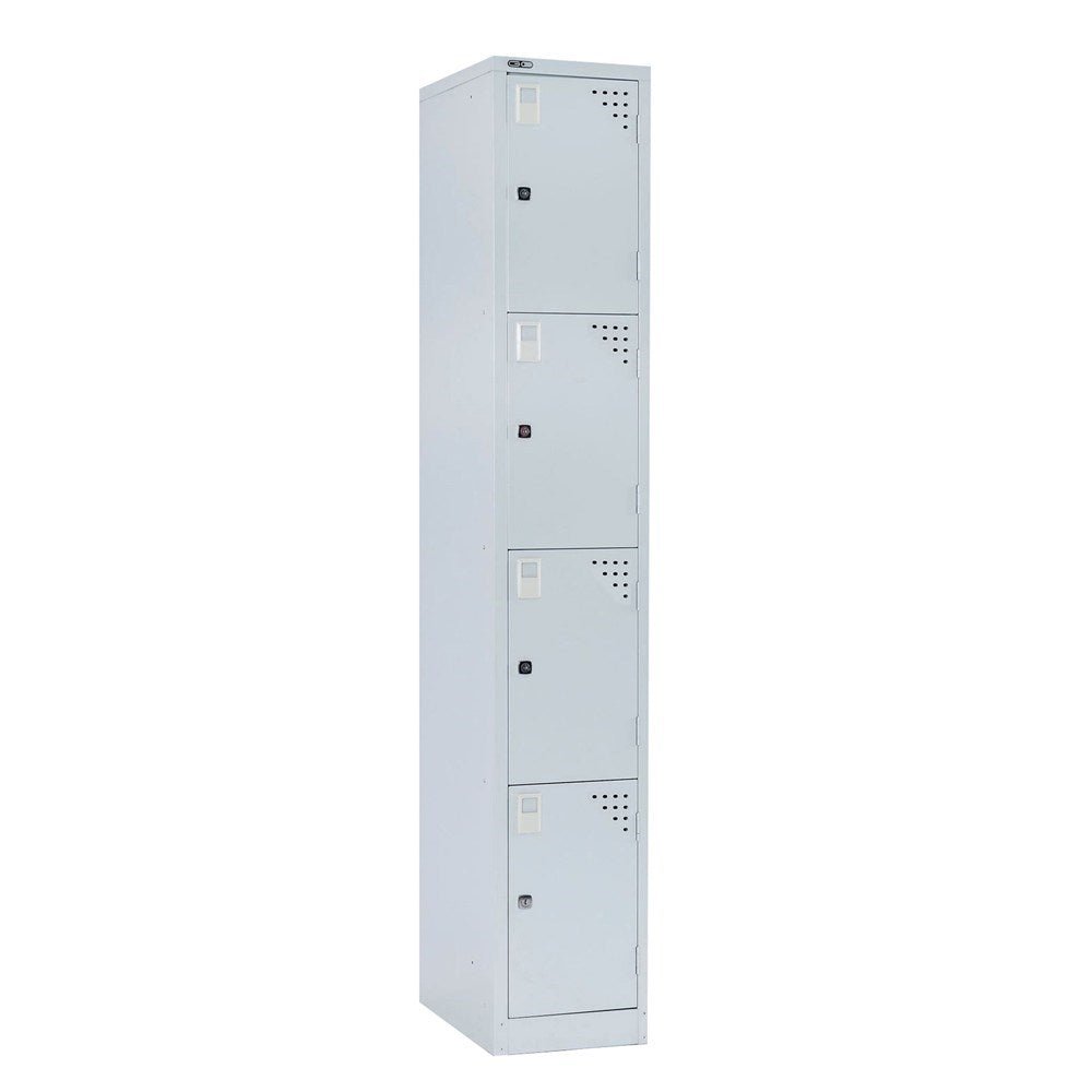 Go Locker 4 Door Silver & Grey 380W x 455D x 1830H | Office Furniture Designs