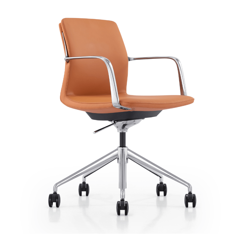 Grange Medium Back Executive Chair Orange Genuine Leather | Office Furniture Designs