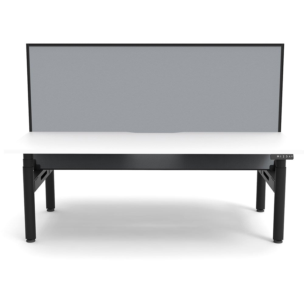 Halo+ Back to Back Workstation + Screen 2 Person 1500W x 1500D x 620 - 1270H Black & White | Office Furniture Designs