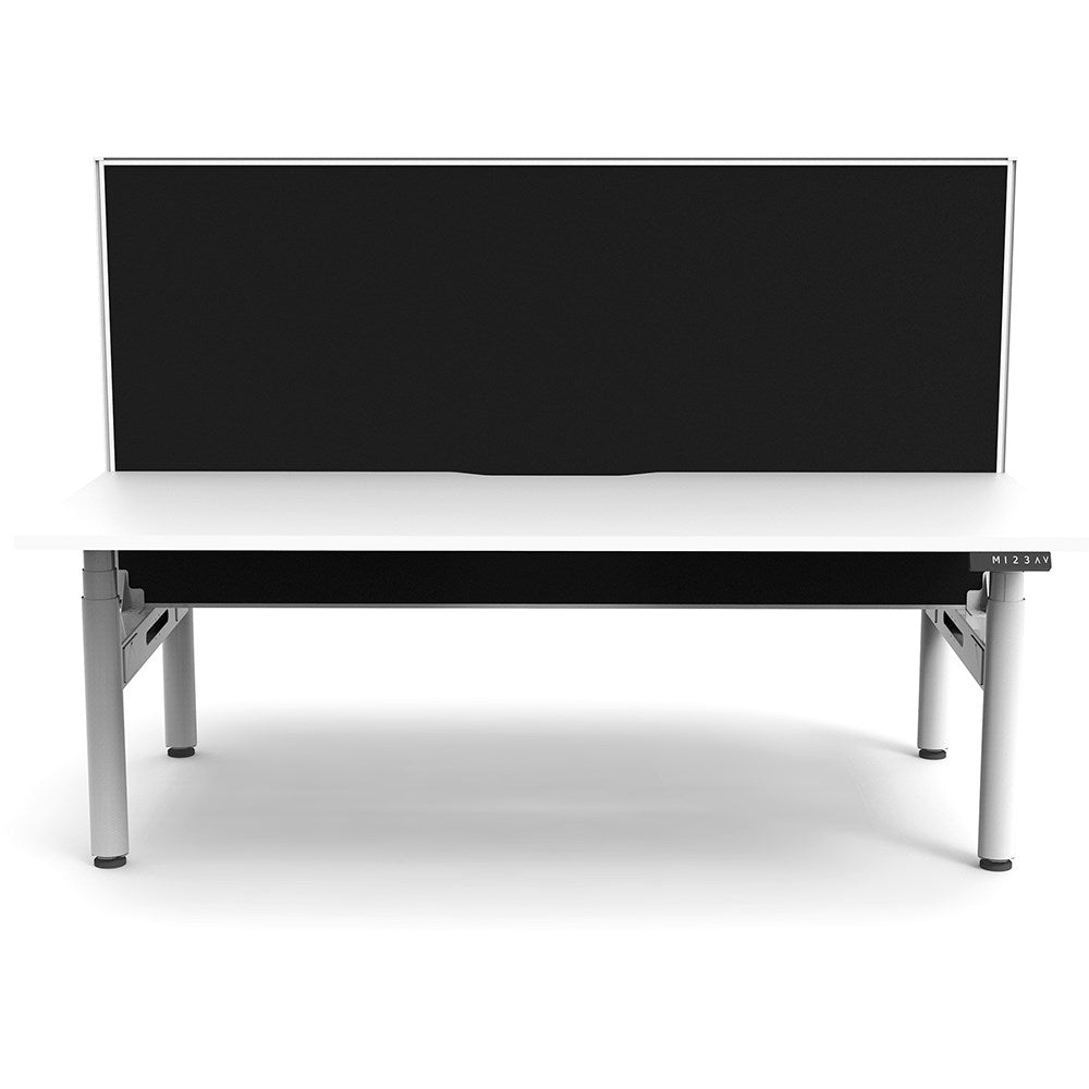 Halo+ Back to Back Workstation + Screen 2 Person 1800W x 1500D x 620 - 1270H White & White | Office Furniture Designs