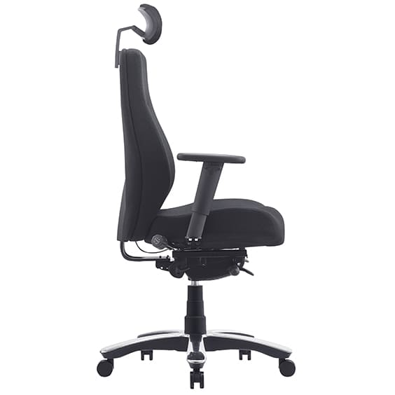 Impact Heavy Duty Multi Shift Chair With Arms Black Fabric High Back With Headrest Black | Office Furniture Designs
