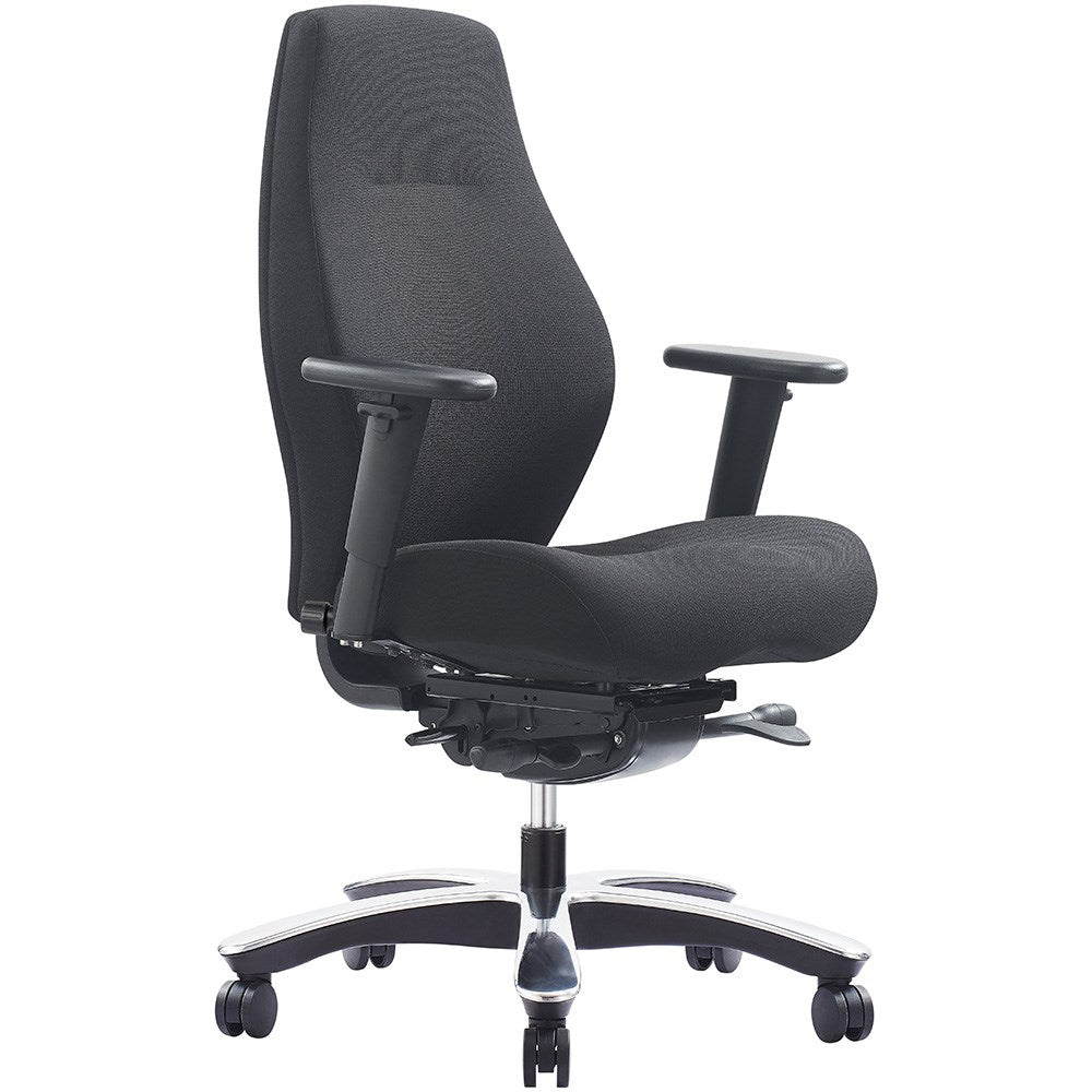 Impact Heavy Duty Multi Shift Chair With Arms Black Fabric Low Back No Headrest Black | Office Furniture Designs