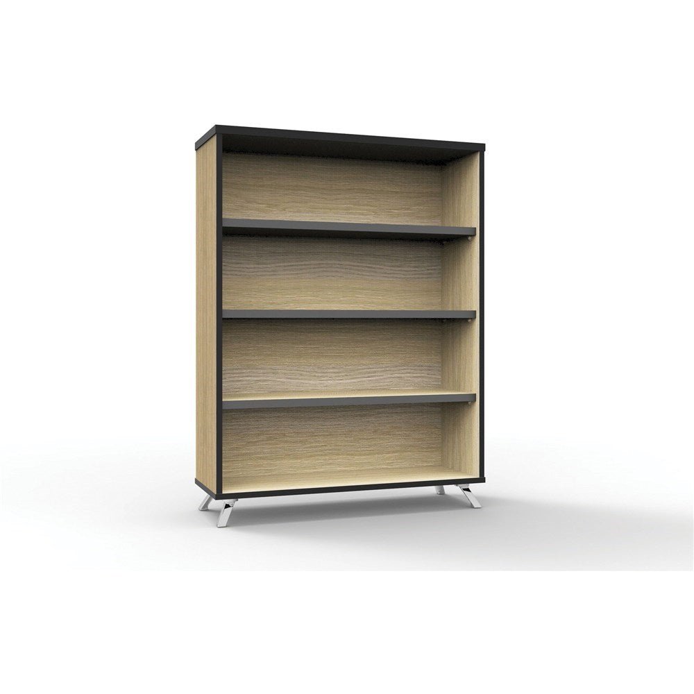Infinity Bookcase 900W x 315D x 1200H 3 Shelf Black & Oak | Office Furniture Designs