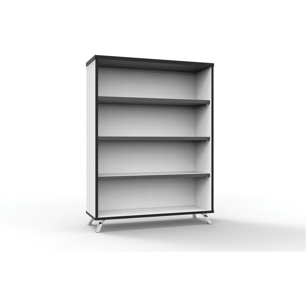 Infinity Bookcase 900W x 315D x 1200H 3 Shelf Black & White | Office Furniture Designs