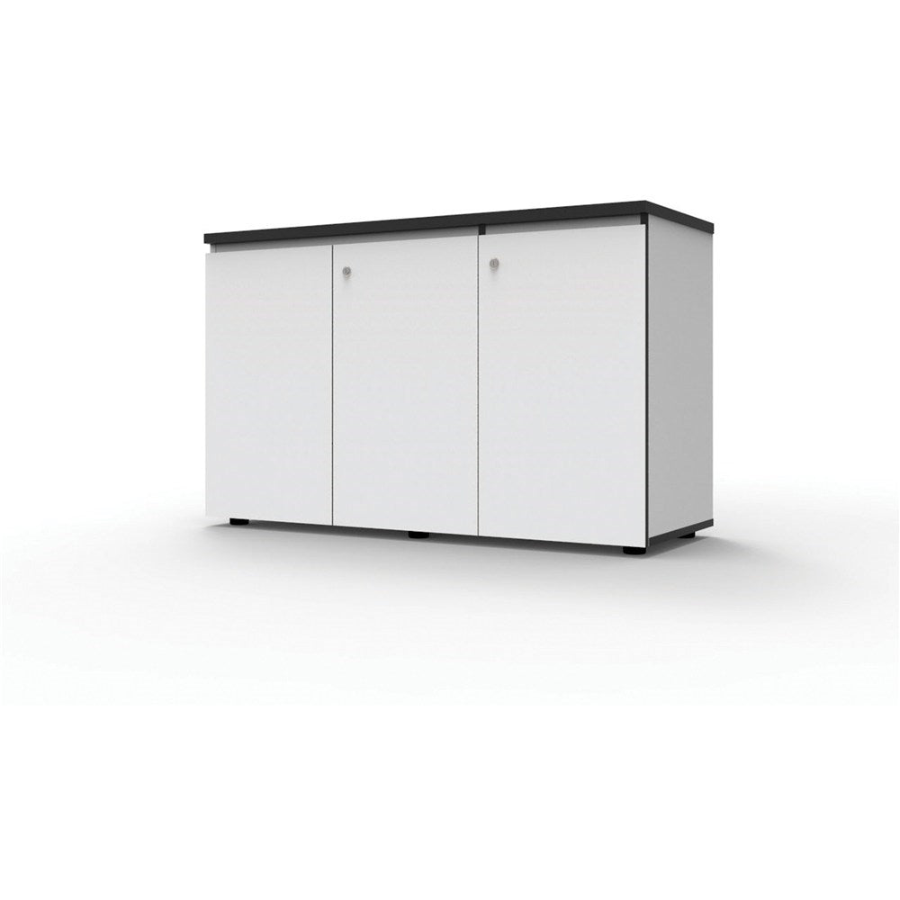 Infinity Swing Cupboard 1500W x 450D x 730H 3 Door Black & White | Office Furniture Designs