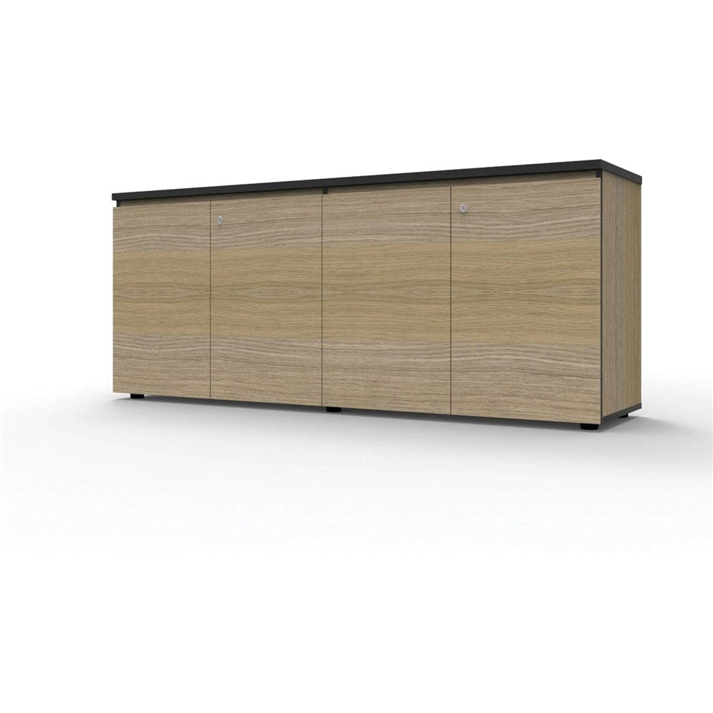 Infinity Swing Cupboard 1800W x 450D x 730H 4 Door Black & Oak | Office Furniture Designs