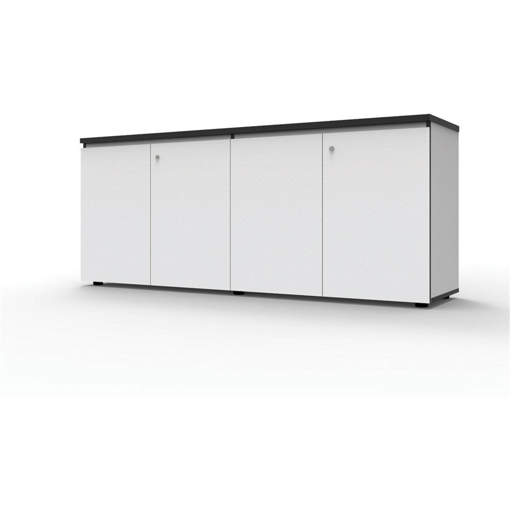 Infinity Swing Cupboard 1800W x 450D x 730H 4 Door Black & White | Office Furniture Designs