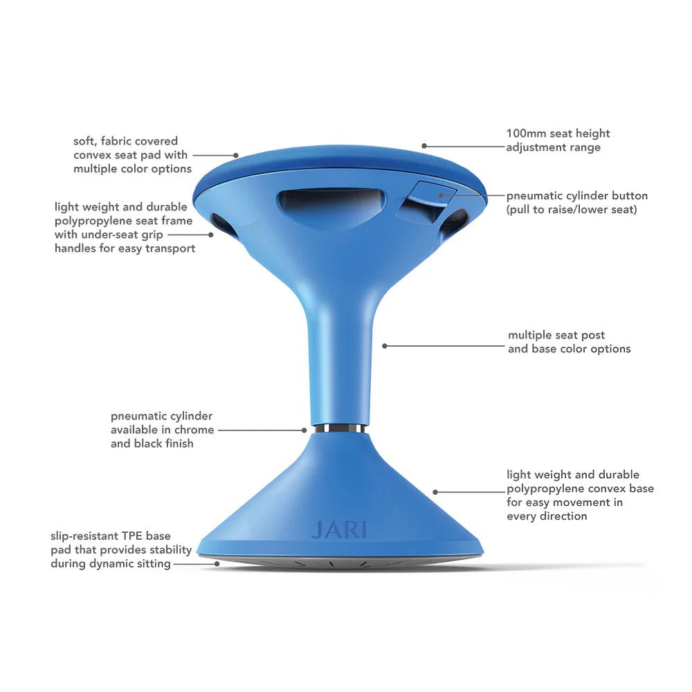 Jari Activstool Height Adjustable Stool 400 - 500mmH Blue | Office Furniture Designs