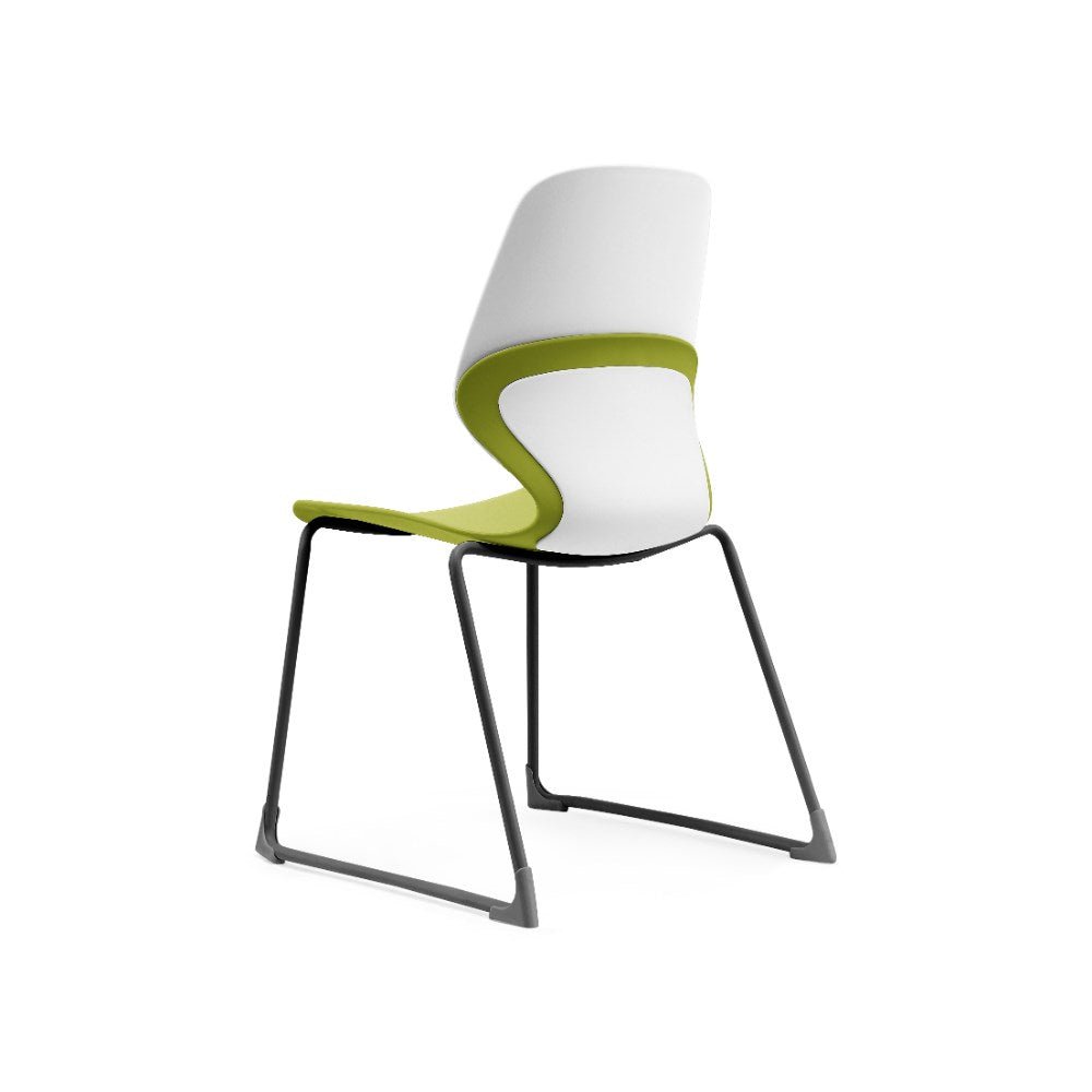Kaleido Chair Sled Base Polypropylene White & Olive | Office Furniture Designs