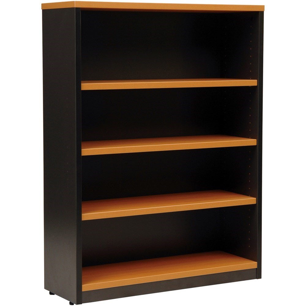 Logan Bookcase 900W x 315D x 1200H 3 Shelves Beech & Ironstone | Office Furniture Designs
