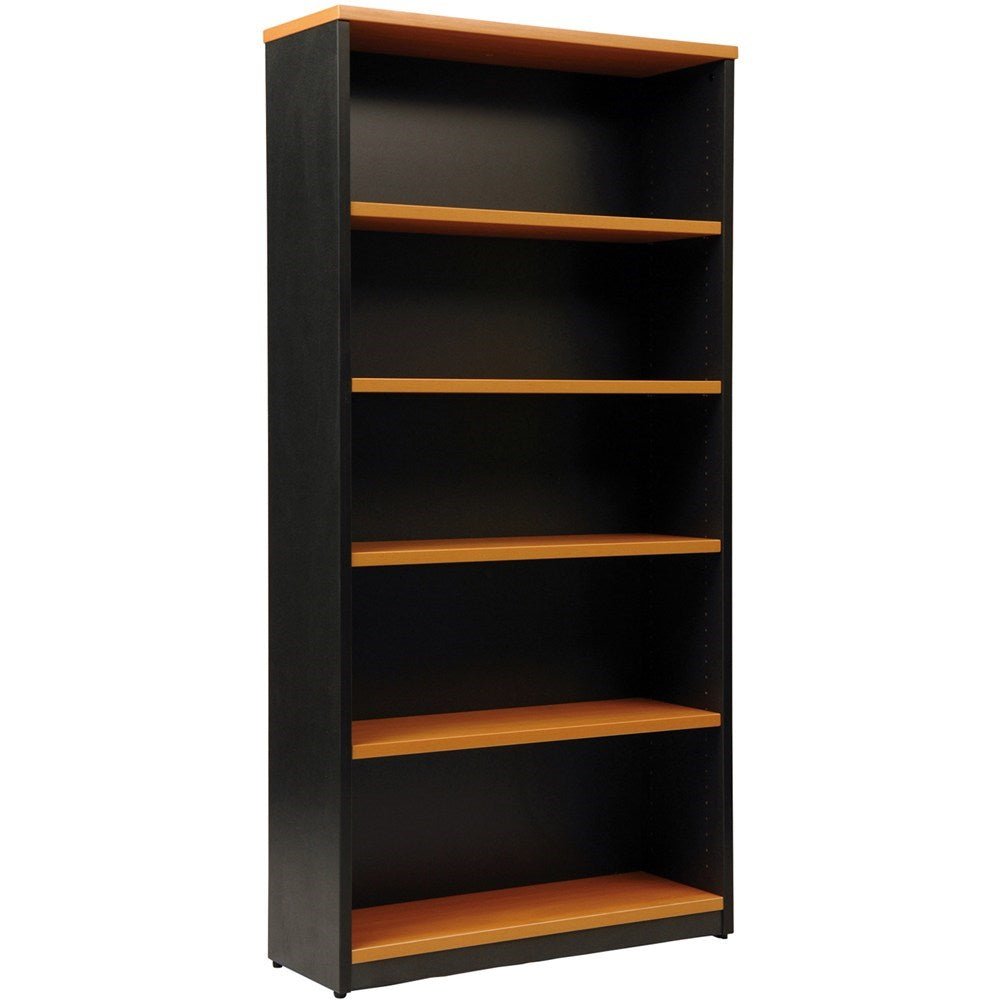 Logan Bookcase 900W x 315D x 1800H 4 Shelves Beech & Ironstone | Office Furniture Designs