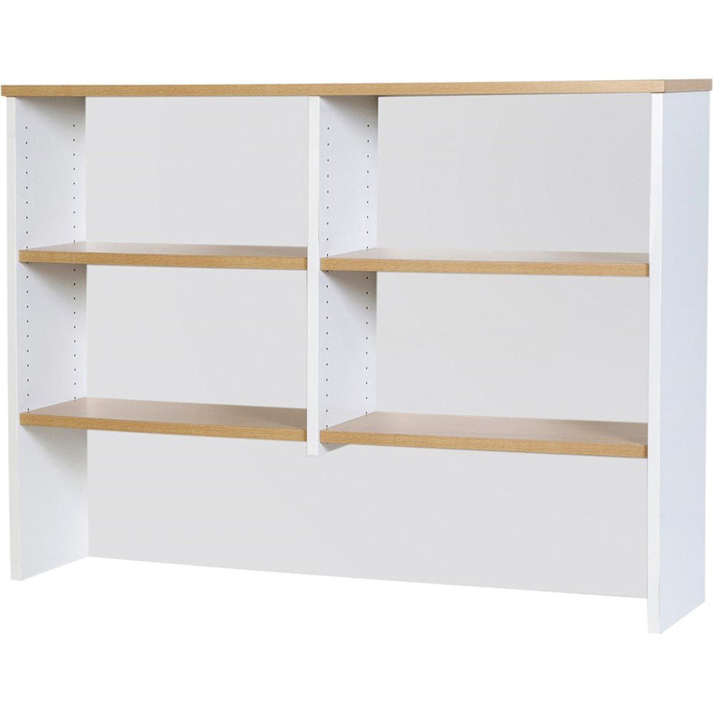 Logan Desk Hutch 1800W x 315D x 1075H White & Oak | Office Furniture Designs