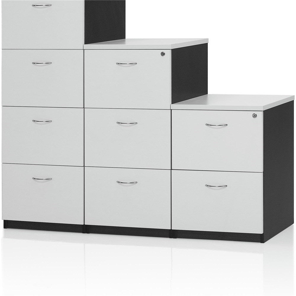 Logan Filing Cabinet 476W x 550D x 1029H 3 Drawer White & Ironstone | Office Furniture Designs