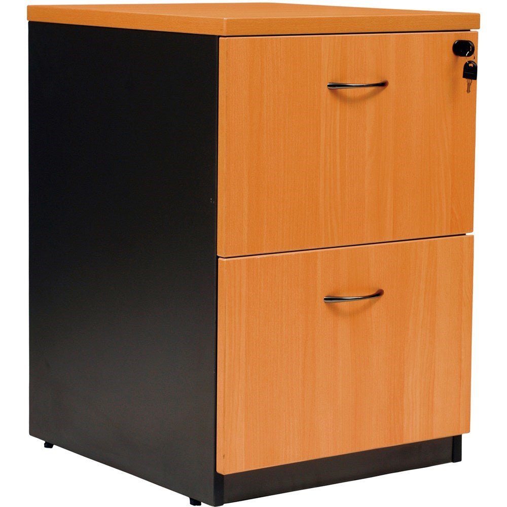 Logan Filing Cabinet 476W x 550D x 715H 2 Drawer Beech & Ironstone | Office Furniture Designs