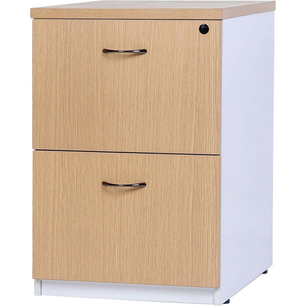Logan Filing Cabinet 476W x 550D x 715H 2 Drawer White & Oak | Office Furniture Designs